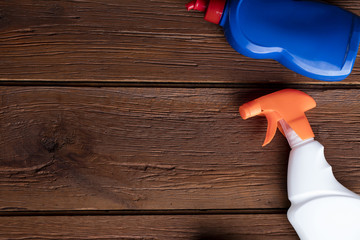 Naklejka premium Cleaning products, home work colorful theme