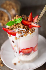 Layered berry and yogurt smoothies