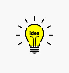 Vector light bulb icon with concept of idea. Brainstorming.