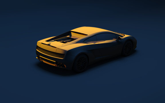 sports gold car on a dark blue background