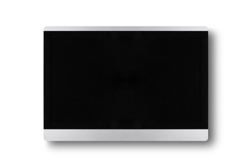 TV flat screen lcd on a wall, plasma realistic tv mock up. Black