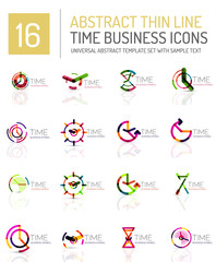Geometric clock and time icon set