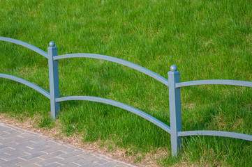 Iron fence on a background of grass