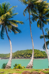 View of Ile Saint Joseph island from Ile Royale in archipelago of Iles du Salut (Islands of Salvation) in French Guiana