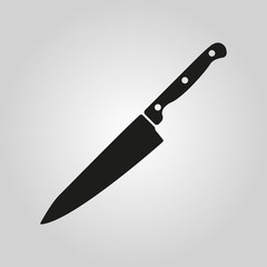 The knife for meat icon. Knife and chef, kitchen symbol.UI. Web. Logo. Sign. Flat design. App.