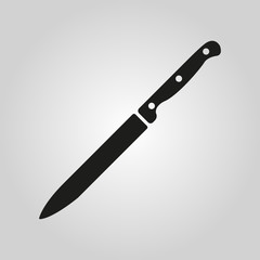The knife for meat icon. Knife and chef, kitchen symbol.UI. Web. Logo. Sign. Flat design. App.