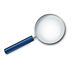 Magnifying glass with blue handle isolated on white background vector illustration