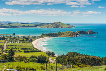Kustlijn van Karitane, Otago, Zuidereiland, Nieuw-Zeeland