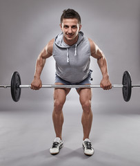 Man doing barbell rows