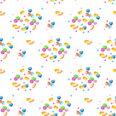 Handdraw sweet watercolor  buttons seamless pattern for paper and fabric design