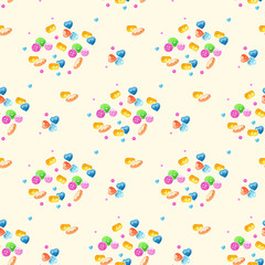 Handdraw sweet watercolor  buttons seamless pattern for paper and fabric design
