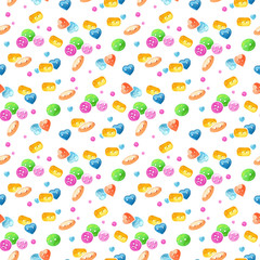 Handdraw sweet watercolor  buttons seamless pattern for paper and fabric design