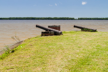 Fototapeta na wymiar Cannons at Fort Nieuw Amsterdam in Suriname