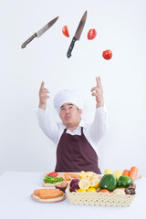 Chef cooking with magic concept