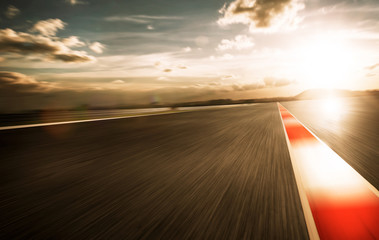 Motion blurred racetrack,evening mood