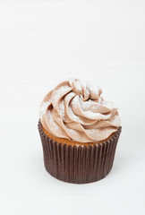 Homemade Birthday Cupcake On A Table. Copy Space.