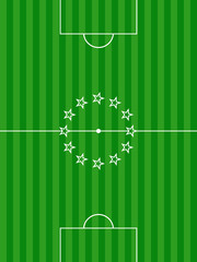 Soccer football pitch and stars background