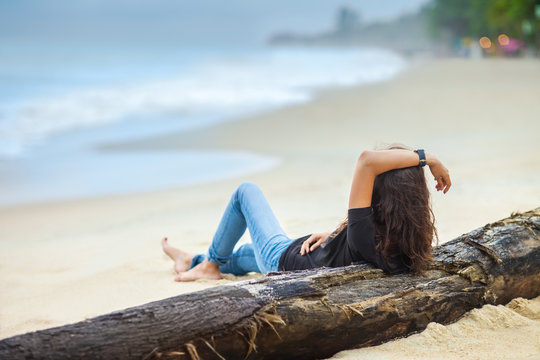 beautiful woman relax on the beach