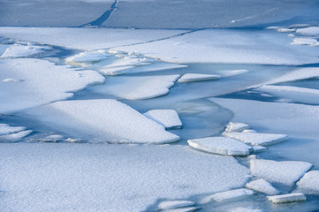 Cracked ice and snow, Reine, Norway