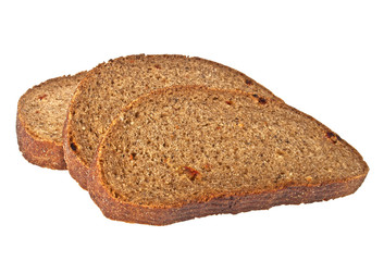 Fresh sliced rye bread loaf isolated on white background