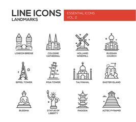 World landmarks icons set
