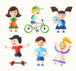 Children - flat design characters set