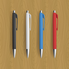 Four realistic pen for identity design