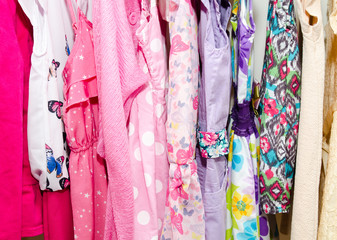 Colorful wardrobe of children clothes
