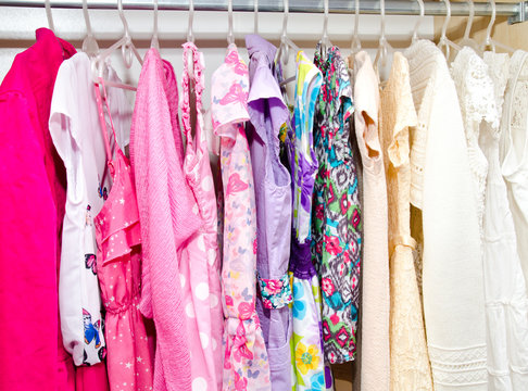 Colorful wardrobe of children clothes
