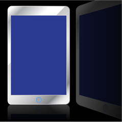 Modern computer tablet isolated on black background. Vector illustration.