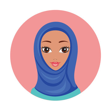 Beautiful young happy Muslim woman Girl portrait in hijab