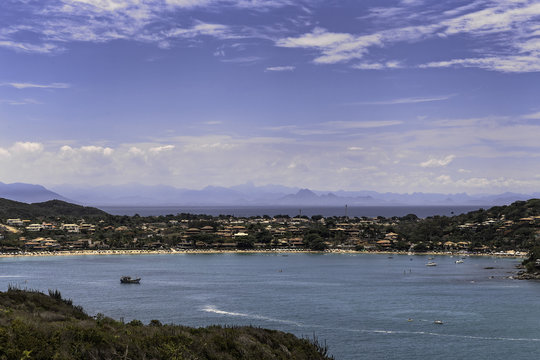 Distant view of coast, Ferradura, Buzios, Rio de Janeiro, Brazil