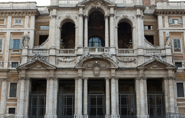 Fototapeta na wymiar Facade of Basilica di Santa Maria Maggiore in Rome, Italy