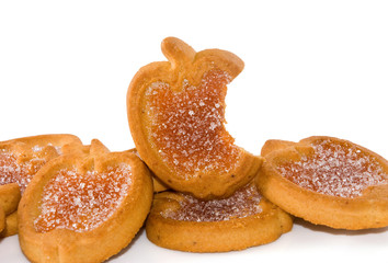 Isolated image of delicious cookies on a white background closeup