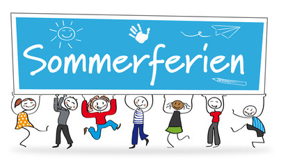 Kinder halten Schild - Sommerferien