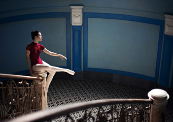 Fototapeta na wymiar amazing ballerina engaged art alone