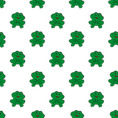 Fototapeta premium Green seamless pattern tiny toads