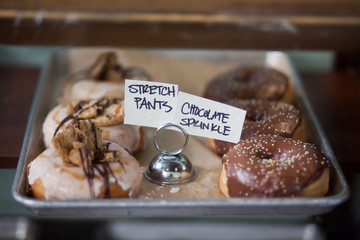 Vegan, allergy-friendly doughnuts on tray