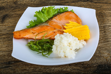 Roasted salmon steak