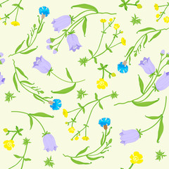 Fototapeta na wymiar seamless pattern of wildflowers on a grey background.vector illustration