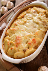 Potato casserole with meat and mushrooms