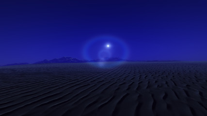 На краю Галактики. голубаязвезда восходит над холодной планетой