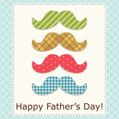 Cute retro Father's day card with funny mustaches, can be used as greeting card for birthday, bachelor party or as poster for Father's Day sale