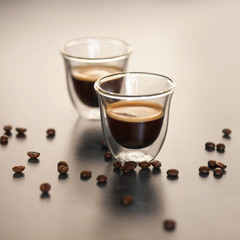 delicious and aromatic Espresso in transparent cups