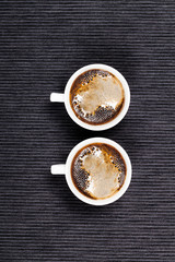 espresso shot from above on a black background