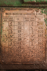 Old metal equipement label