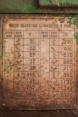 Old metal equipement label