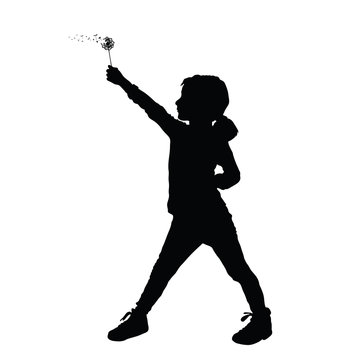 recommend clip art: child holding dandelion silhouette illustration