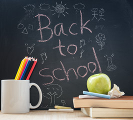 Education element on desktop and back to school background.
