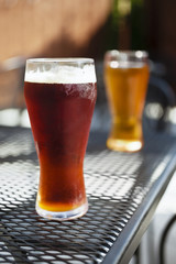 Beers on an Outdoor Bar Table